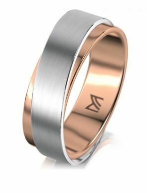 Trauring MEISTER SYMBOLICS Classics bicolor Rotgold / Weissgold 750