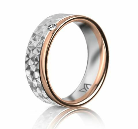 Trauring MEISTER SYMBOLICS Classics bicolor Rotgold / Weissgold 750