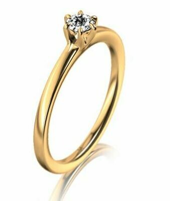 Solitär Ring mit 1 Brillant Gelbgold 750