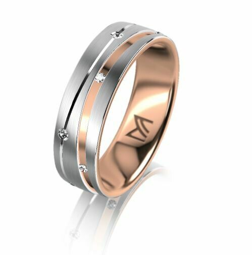 Trauring MEISTER PHANTASTICS bicolor Weissgold / Rotgold 750