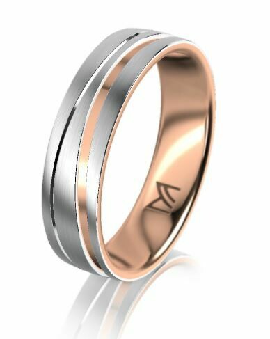 Trauring MEISTER PHANTASTICS Classics bicolor Weissgold / Rotgold 750