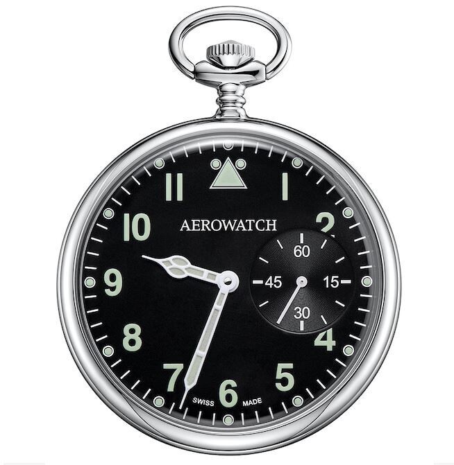 Aerowatch Taschenuhr Lépine Mechanical Silbrig / Schwarz