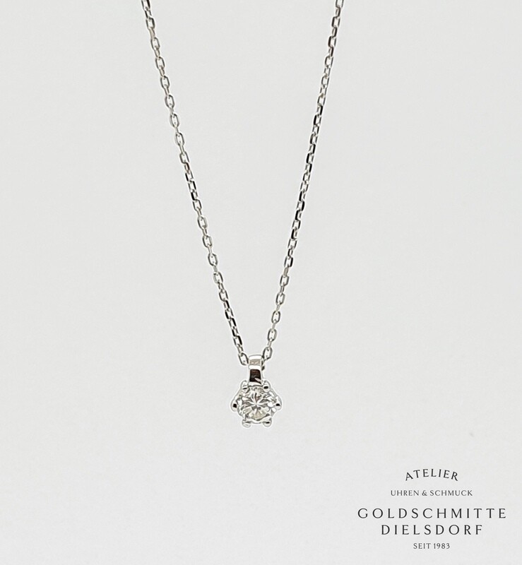 Collitär mit 1 Brillant 0,10 ct. Weissgold 750