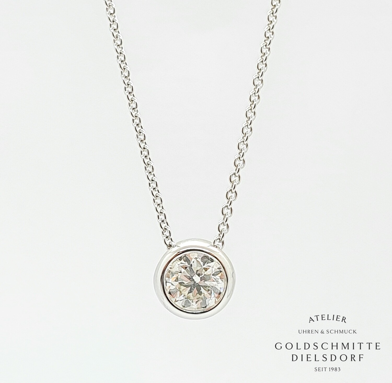 Collitär mit 1 Brillant 0,50 ct. Weissgold 750 Collitär mit 1 Brillant 0,50 ct. Weissgold 750