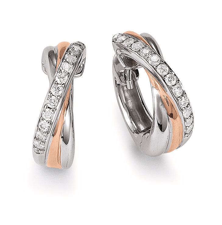 Creolen bicolor Silber 925 mit 24 Zirkonia