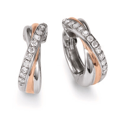 Creolen bicolor Silber 925 mit 24 Zirkonia