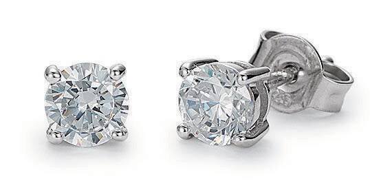 Solitär - Ohrstecker mit 2 Zirkonia Silber 925 Solitär - Ohrstecker mit 2 Zirkonia Silber 925