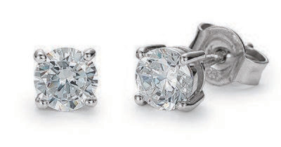 Solitär - Ohrstecker mit 2 Zirkonia Silber 925