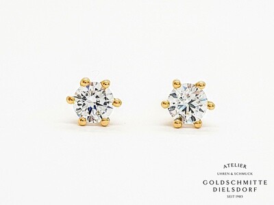 Solitär - Ohrstecker mit 2 Zirkonia Gelbgold 750 Solitär - Ohrstecker mit 2 Zirkonia Gelbgold 750
