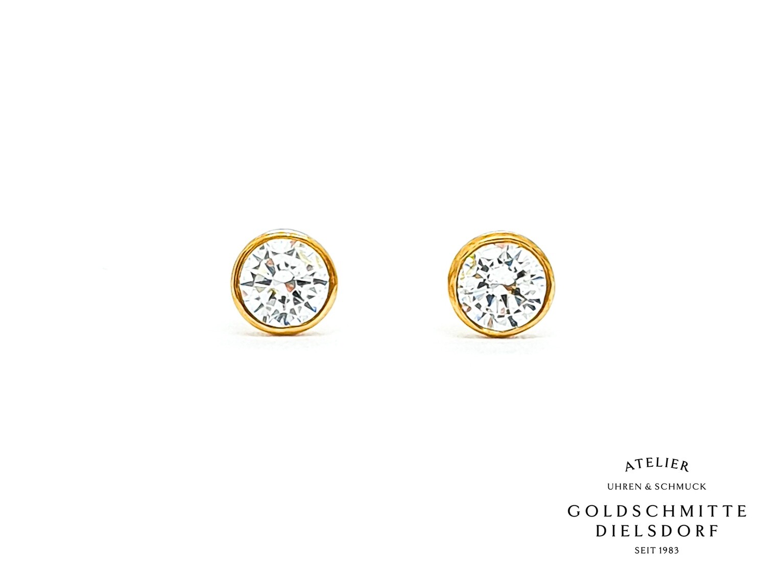Solitär - Ohrstecker mit 2 Zirkonia Gelbgold 750