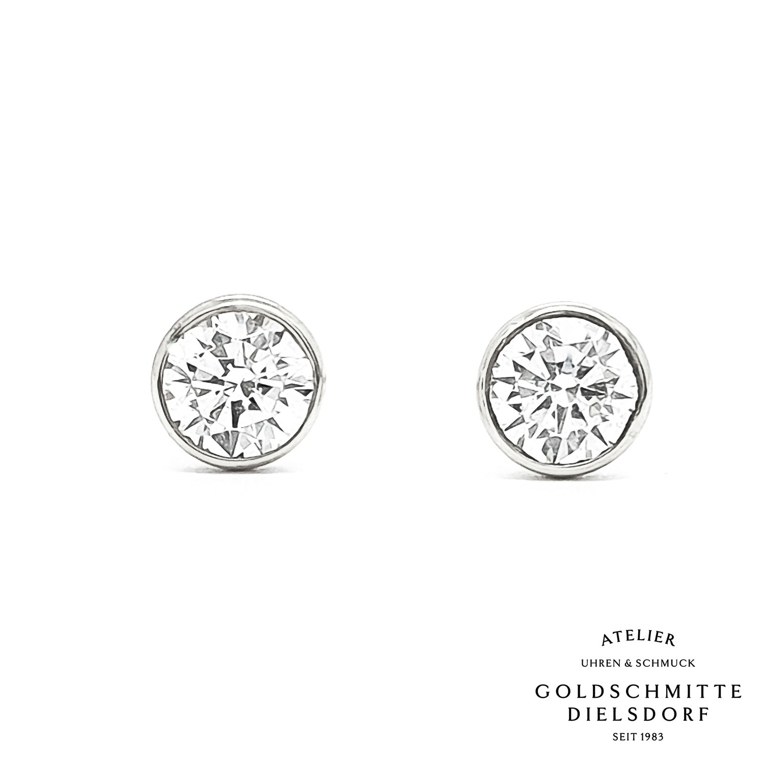 Solitär - Ohrstecker mit 2 Zirkonia Weissgold 750
