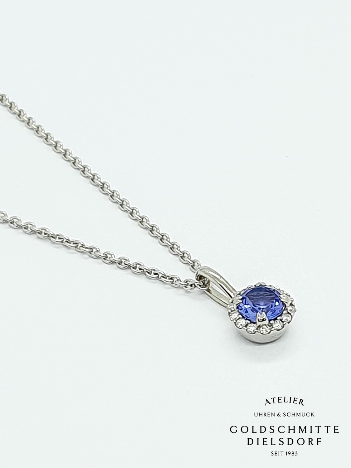 Anhänger Tansanit mit Halskette Weissgold 750