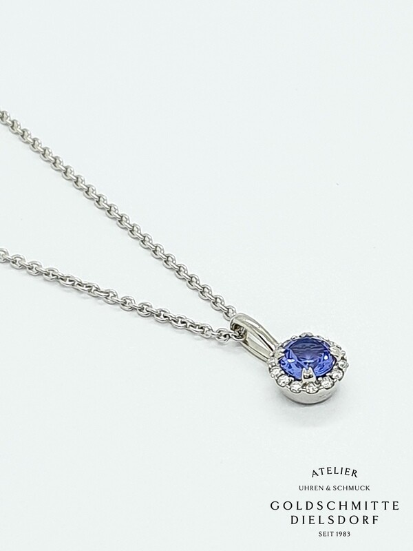 Anhänger Tansanit mit Halskette Weissgold 750