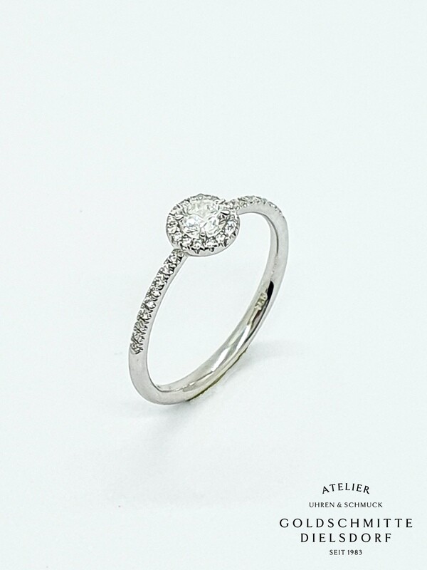 Solitär Ring mit 35 Brillanten Weissgold 750
