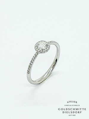 Solitär Ring mit 35 Brillanten Weissgold 750