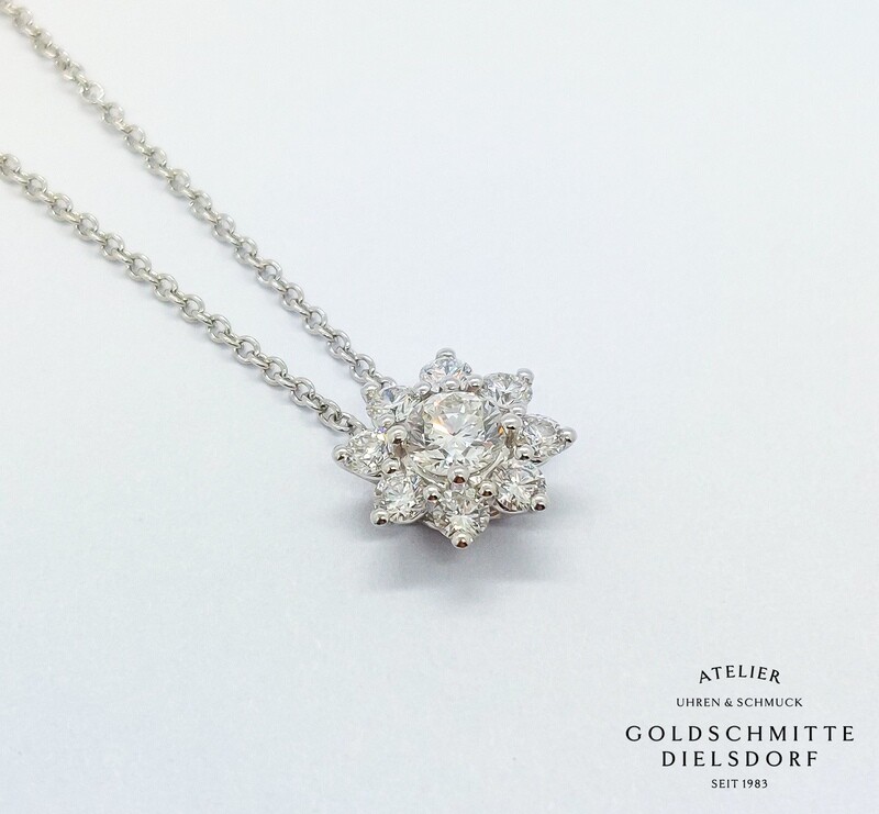 Collitär in Schnee - Sternenform mit 9 Brillanten Weissgold 750