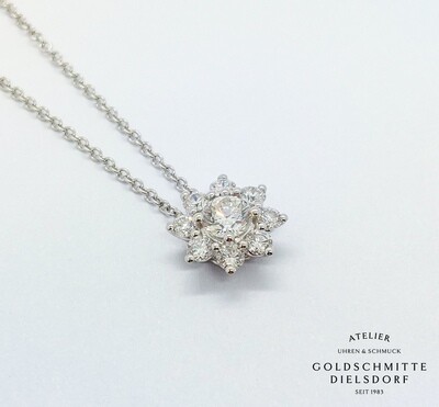 Collitär in Schnee - Sternenform mit 9 Brillanten Weissgold 750