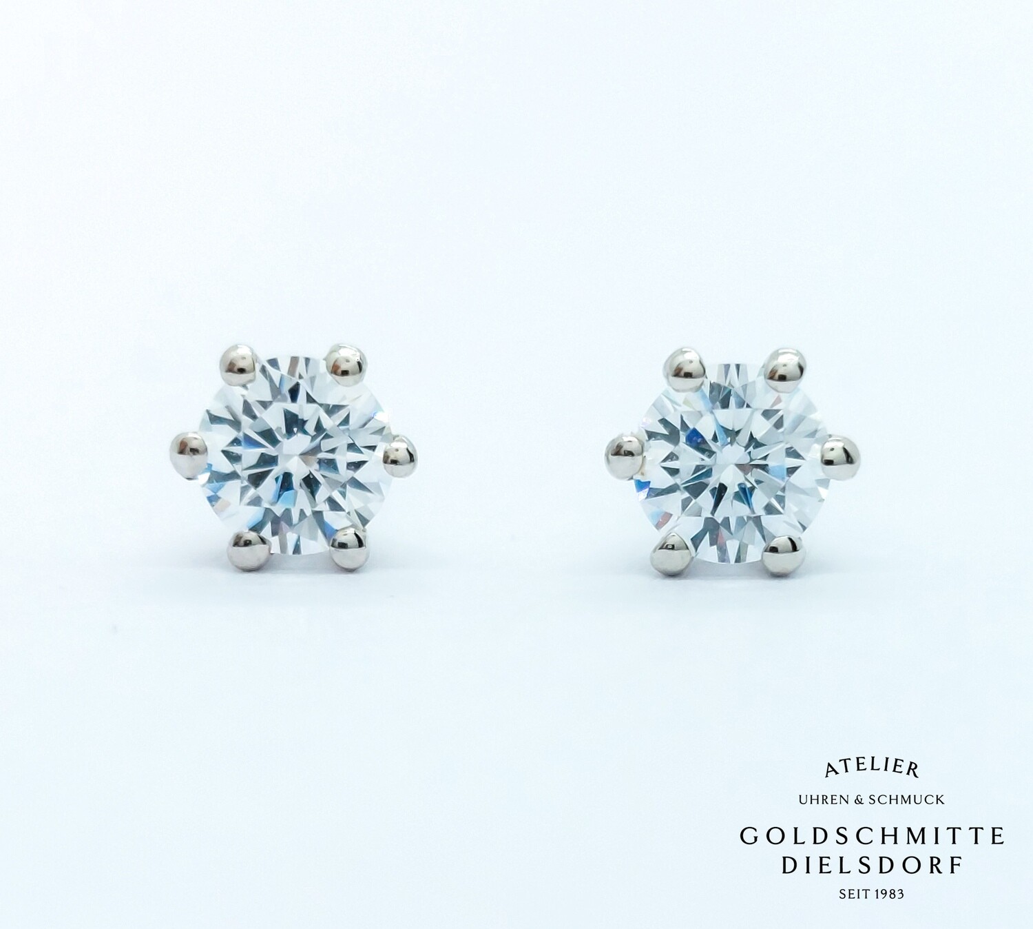 Solitär - Ohrstecker mit 2 Zirkonia Weissgold 750