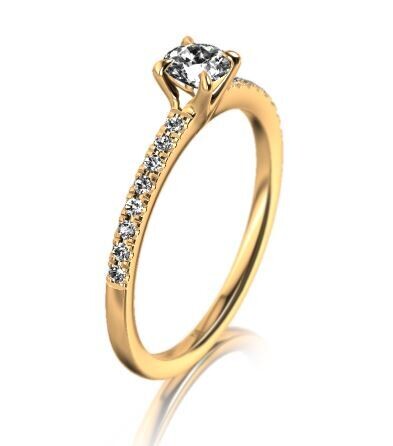 Solitär Ring mit 17 Brillanten Gelbgold 750