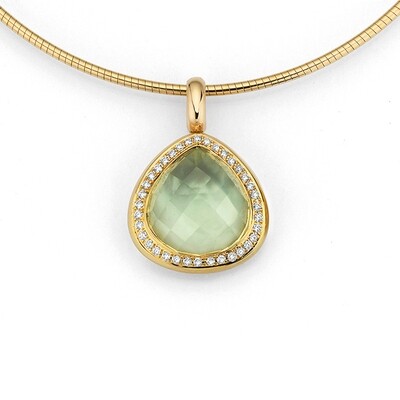 Prasiolith Anhänger mit Brillant - Entourage Gelbgold 750