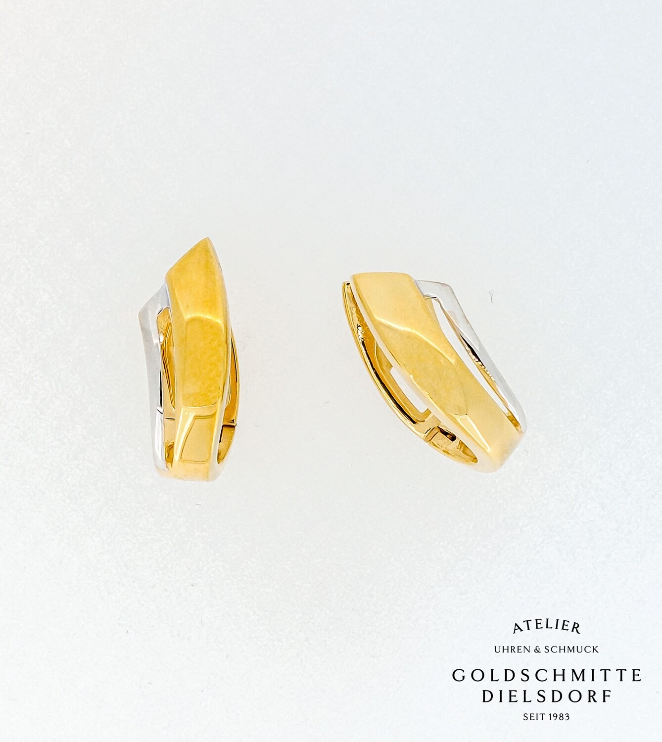 Klappcreolen bicolor Gelbgold 750 / Weissgold 750