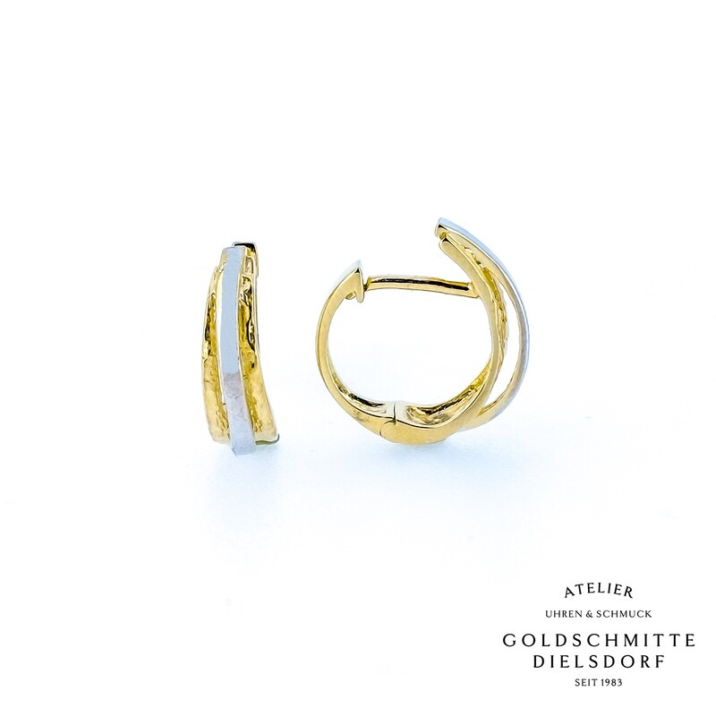 Klappcreolen bicolor Gelbgold 750 / Weissgold 750