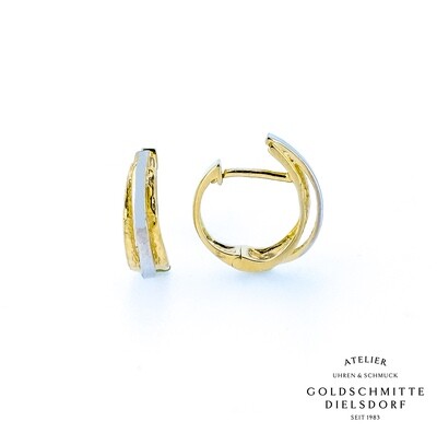 Klappcreolen bicolor Gelbgold 750 / Weissgold 750
