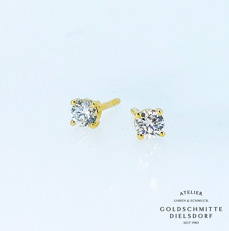 Solitär - Ohrstecker mit 2 Brillanten Gelbgold 750