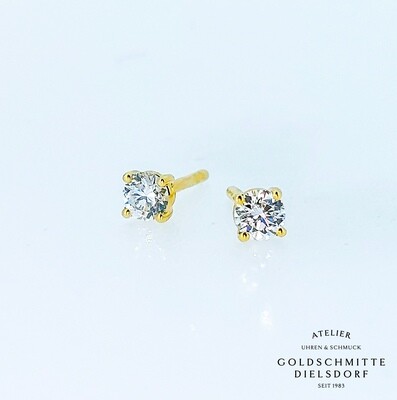 Solitär - Ohrstecker mit 2 Brillanten Gelbgold 750