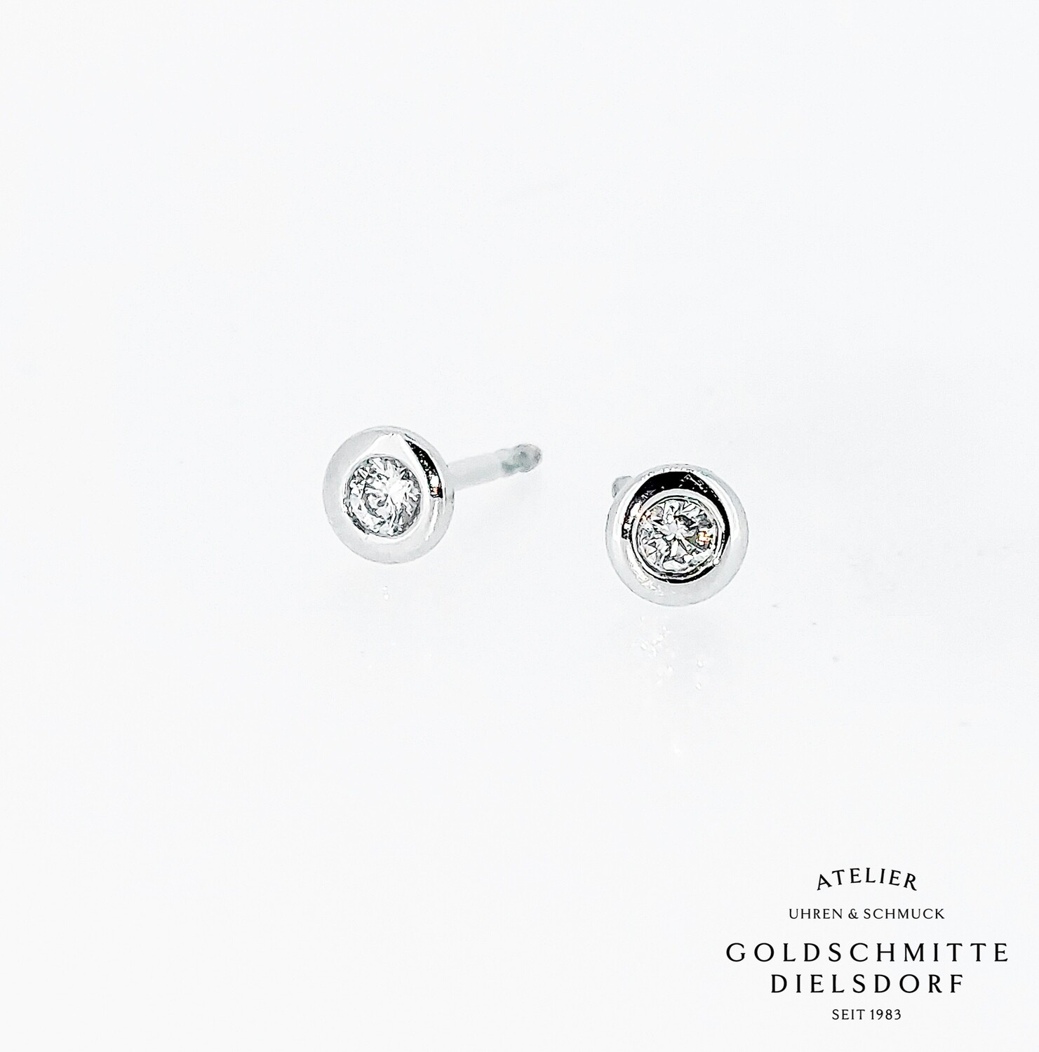 Solitär - Ohrstecker mit 2 Brillanten Weissgold 750