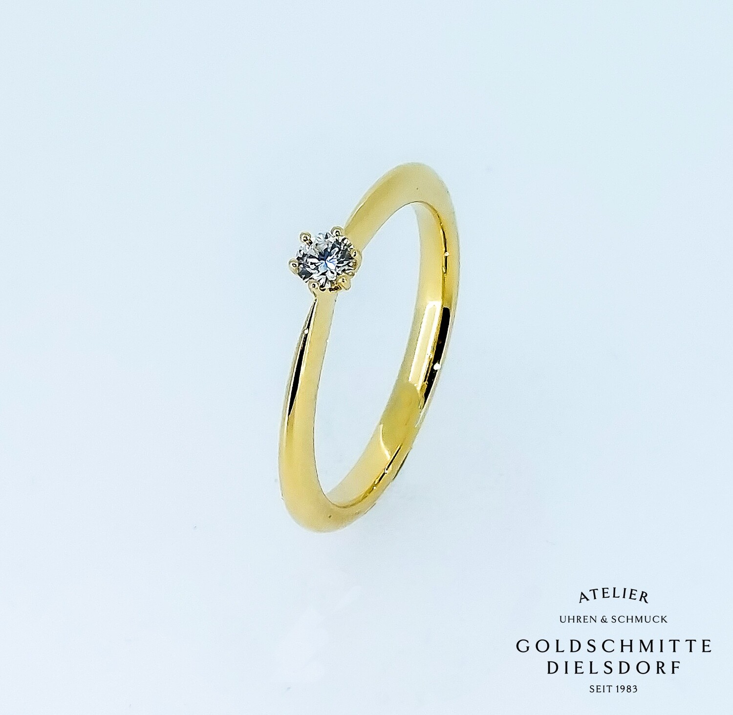 Solitär Ring mit 1 Brillant Gelbgold 750