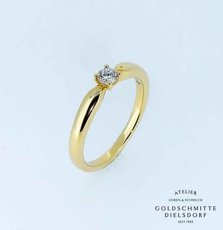 Solitär Ring mit 1 Brillant Gelbgold 750