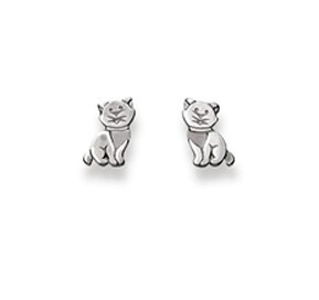 Kinder Ohrstecker KATZE Weissgold 750