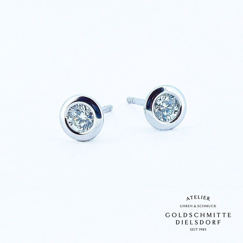 Solitär - Ohrstecker mit 2 Brillanten Weissgold 750