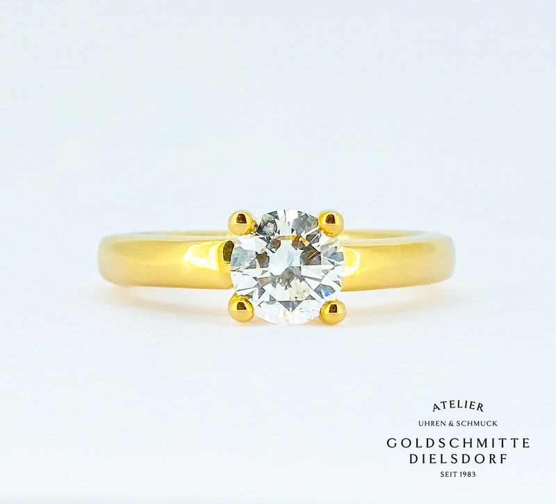 Solitär Ring mit 1 Brillant in Gelbgold 750