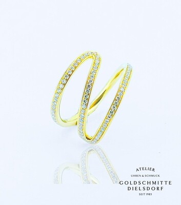 Damenring Gelbgold 750 mit 75 Brillanten
