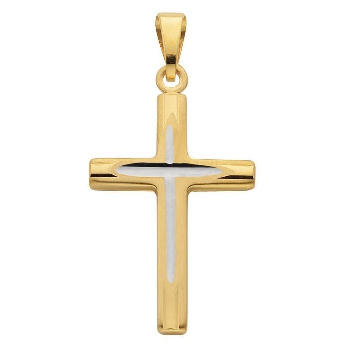 Anhänger KREUZ Gelbgold / Weissgold 750