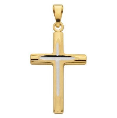 Anhänger KREUZ Gelbgold / Weissgold 750