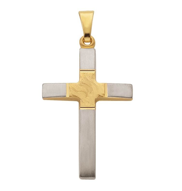 Anhänger KREUZ Gelbgold / Weissgold 750