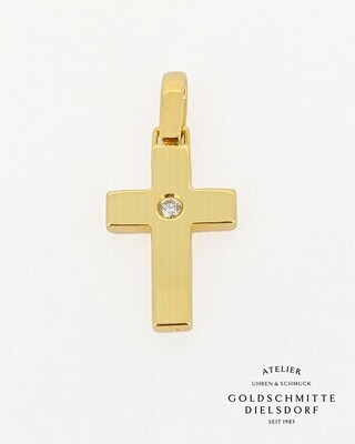 Anhänger KREUZ mit 1 Brillant Gelbgold 750