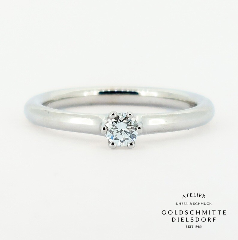 Solitär Ring mit 1 Brillant Weissgold 750