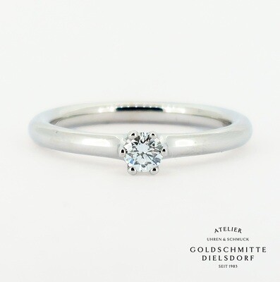 Solitär Ring mit 1 Brillant Weissgold 750