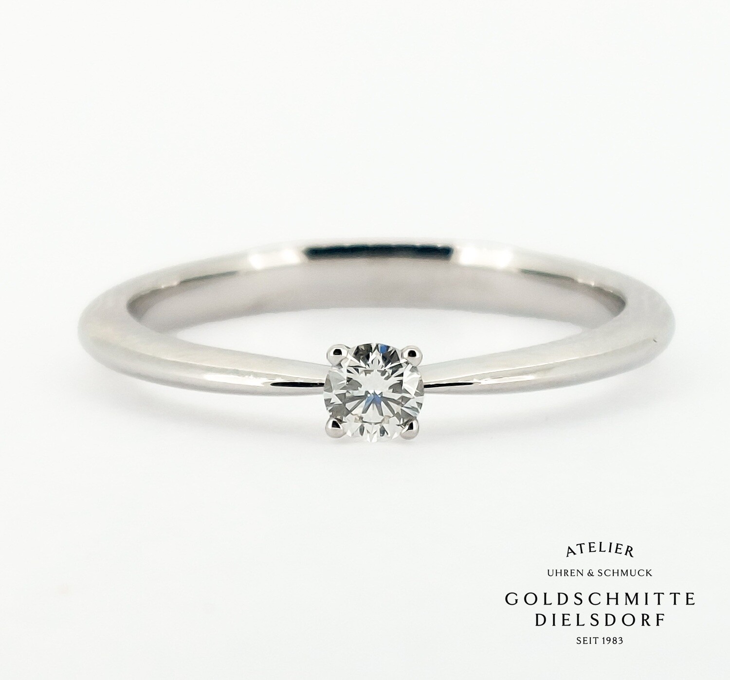 Solitär Ring mit 1 Brillant Weissgold 750