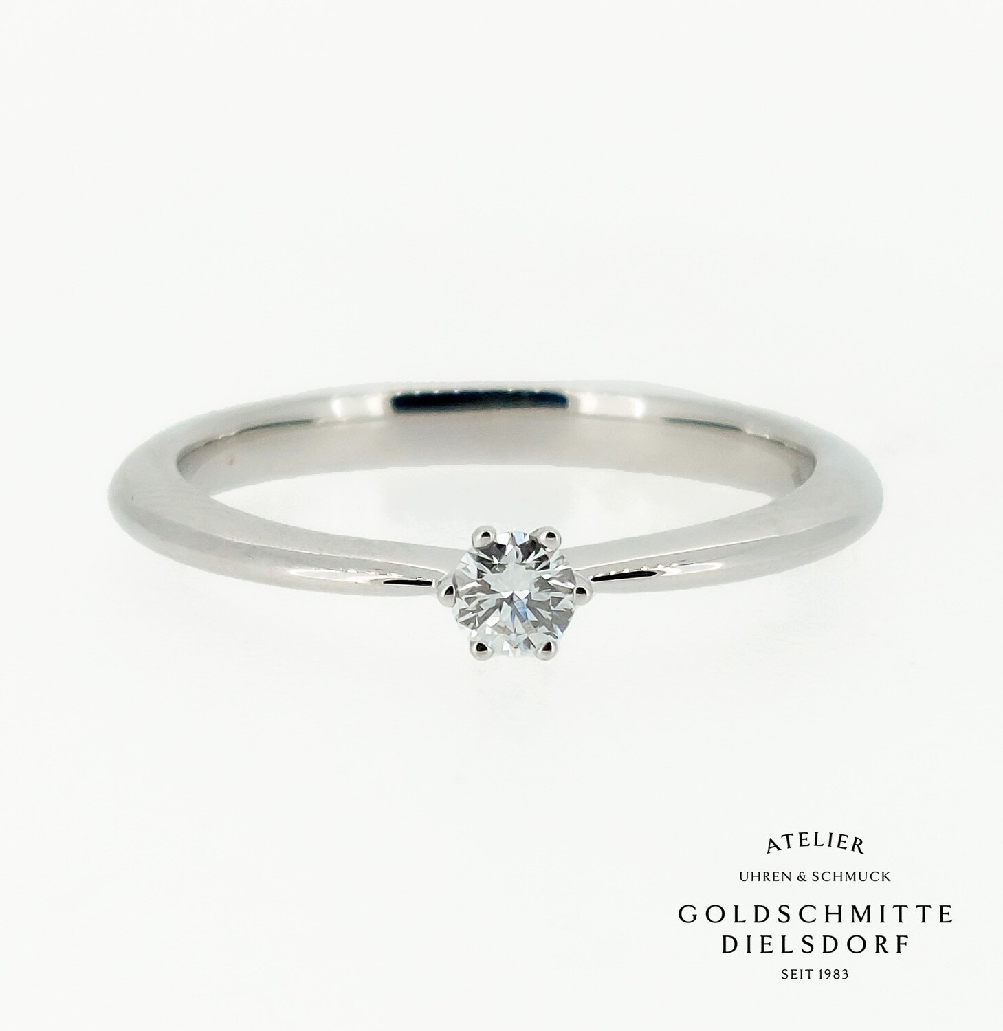 Solitär Ring mit 1 Brillant Weissgold 750