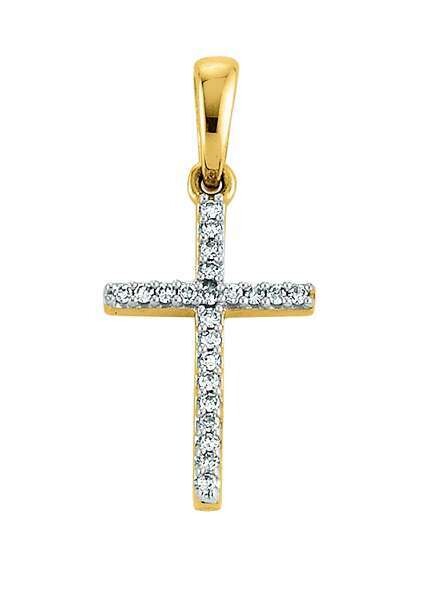 Anhänger KREUZ Gelbgold 750 mit 22 Brillanten
