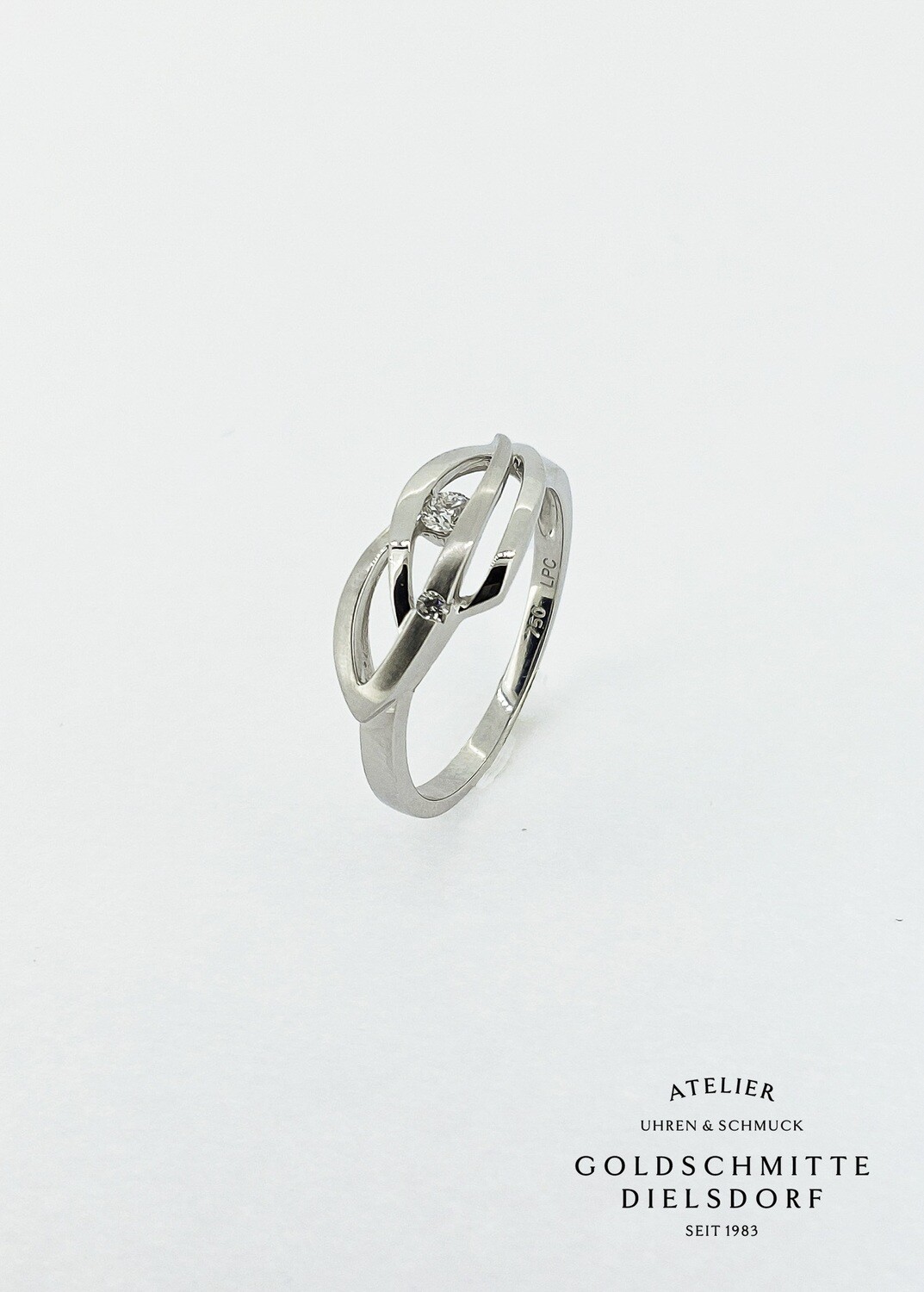 Damenring mit 2 Brillanten Weissgold 750