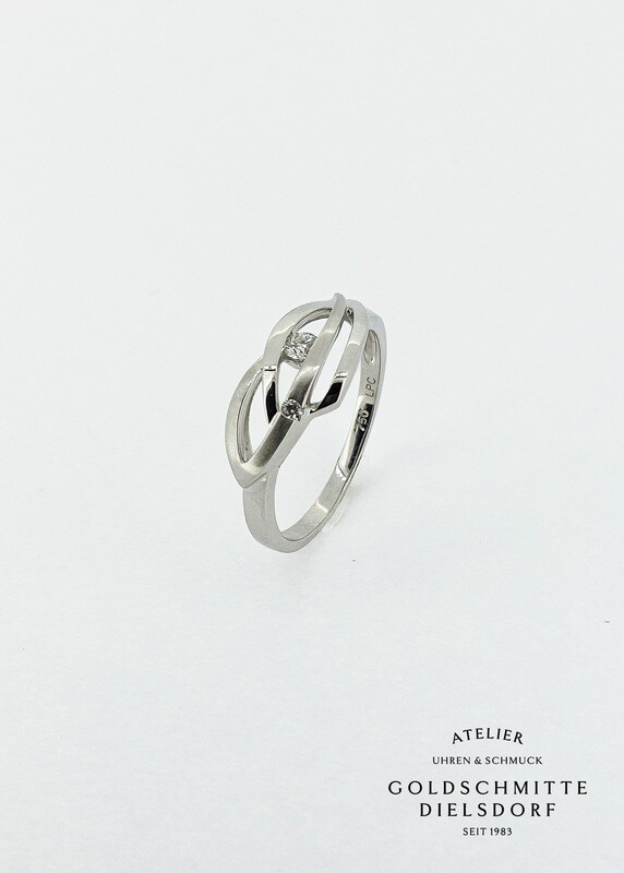 Damenring mit 2 Brillanten Weissgold 750