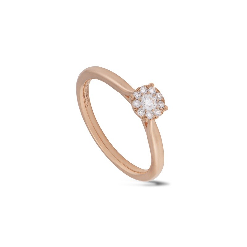 Solitär Ring mit 10 Brillanten Rotgold 750