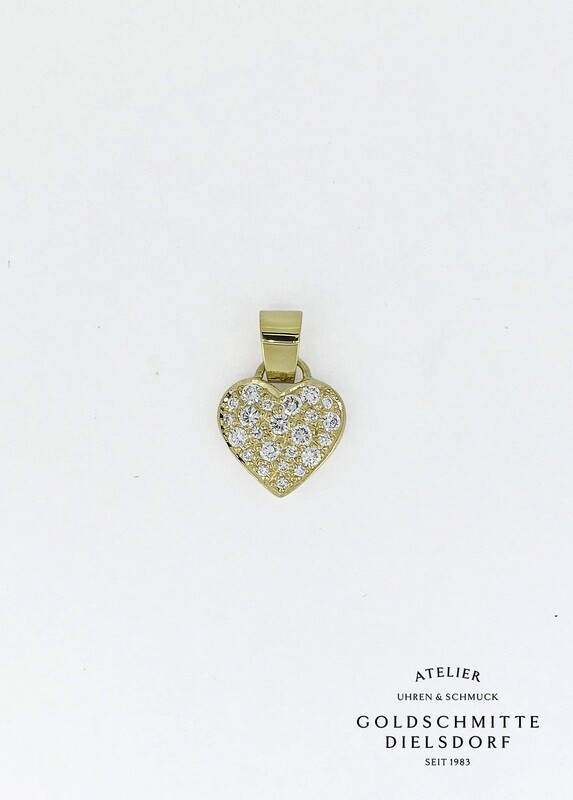 Anhänger Herz mit 46 Brillanten Gelbgold 750