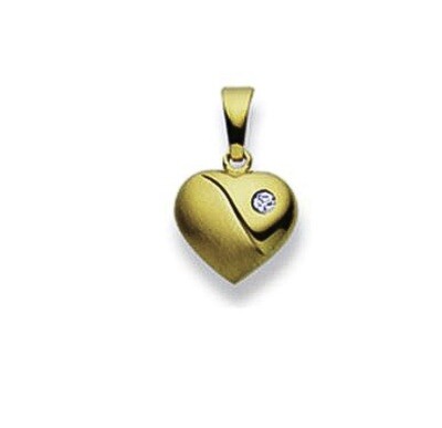 Anhänger HERZ bombiert mit 1 Brillant Gelbgold 750 Anhänger HERZ bombiert mit 1 Brillant Gelbgold 750
